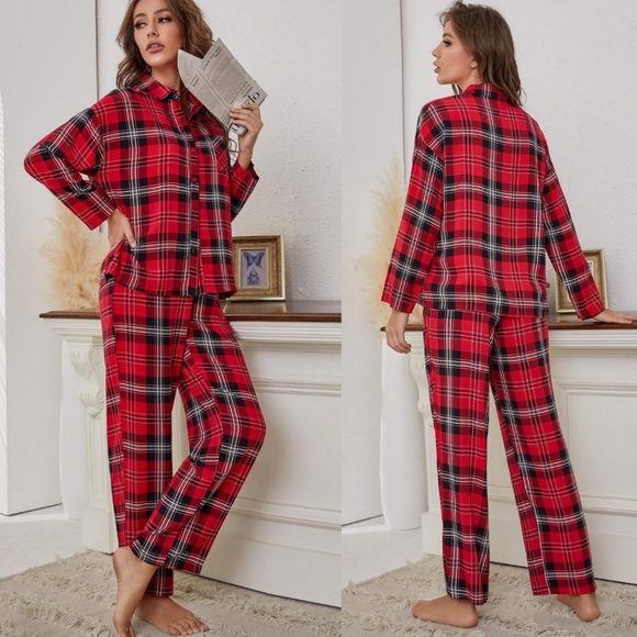 Red Plaid Pajamas S - XL - Picture 1 of 4